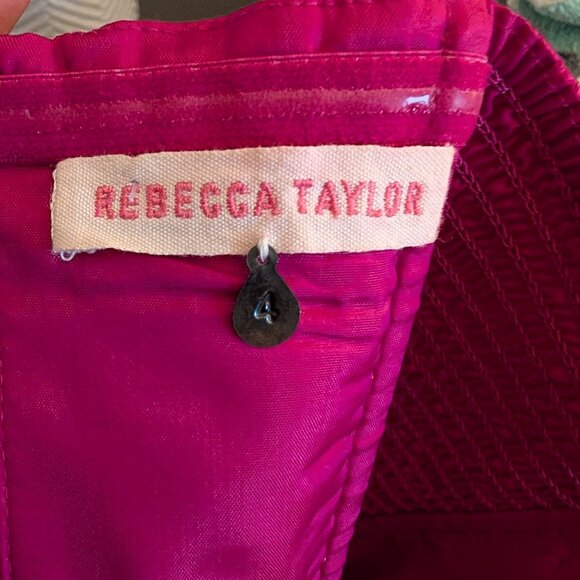 Rebecca Taylor 100% Silk Strapless Mini Dress Ruffled skirt Fuschia Size 4 Party - Picture 7 of 11